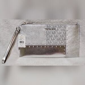 Michael Kors Jet Set Large Studded Metallic Patchwork Wristlet